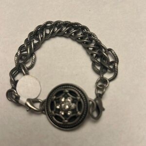 Handcrafted aged silver toned bracelet